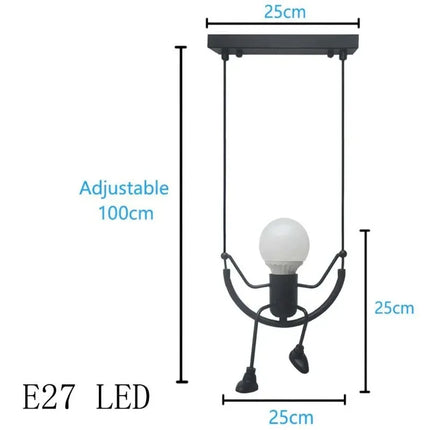 Suspension nordique araignée en fer, éclairage LED rétro pour chambre et café