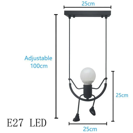 Suspension nordique araignée en fer, éclairage LED rétro pour chambre et café