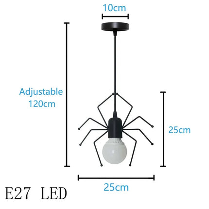 Suspension nordique araignée en fer, éclairage LED rétro pour chambre et café