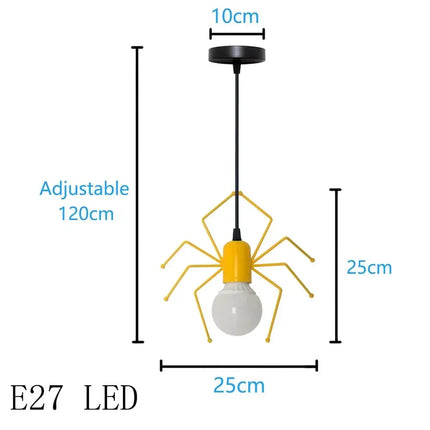 Suspension nordique araignée en fer, éclairage LED rétro pour chambre et café