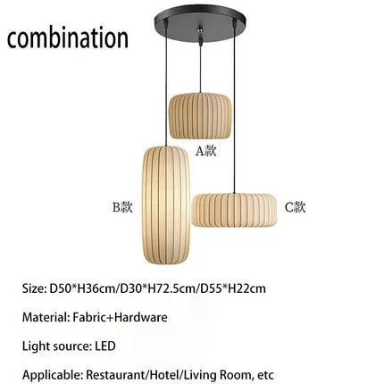 Suspension Injinda Wine-Sabi, Luminaire Nordique Japonais en Tissu, Ambiance Chaleureuse