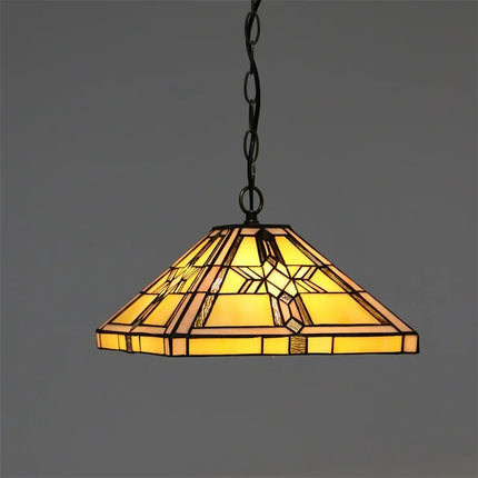 Suspension Tiffany Contemporain LED en Métal et Verre, Lumière Chaude