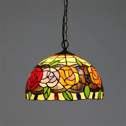 Suspension Tiffany Contemporain LED en Métal et Verre, Lumière Chaude
