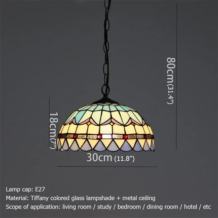 Suspension Tiffany Contemporain LED en Métal et Verre, Lumière Chaude