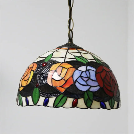 Suspension Tiffany Contemporain LED en Métal et Verre, Lumière Chaude