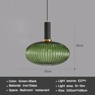 Suspension DINDALLED en verre rayé style nordique vintage pour salle à manger