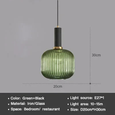 Suspension DINDALLED en verre rayé style nordique vintage pour salle à manger