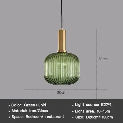 Suspension DINDALLED en verre rayé style nordique vintage pour salle à manger