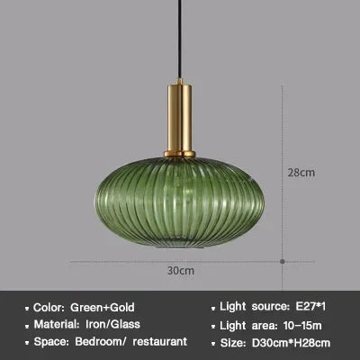 Suspension DINDALLED en verre rayé style nordique vintage pour salle à manger