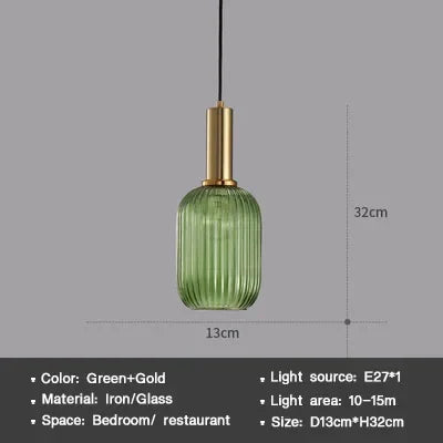 Suspension DINDALLED en verre rayé style nordique vintage pour salle à manger