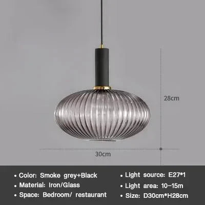 Suspension DINDALLED en verre rayé style nordique vintage pour salle à manger