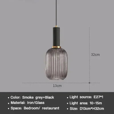 Suspension DINDALLED en verre rayé style nordique vintage pour salle à manger