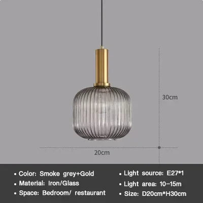 Suspension DINDALLED en verre rayé style nordique vintage pour salle à manger