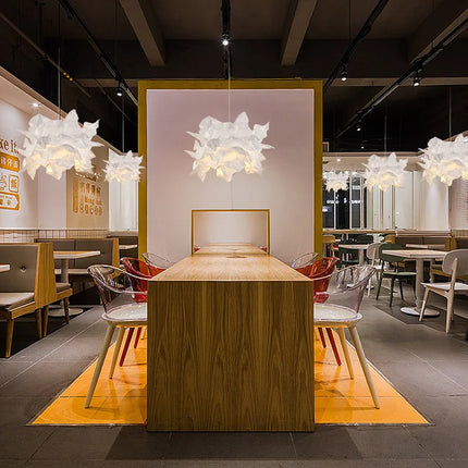 Suspension en papier blanc faite main pour restaurant E27, ambiance chaleureuse