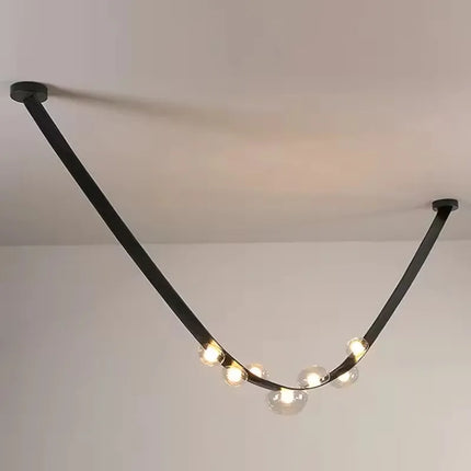 Suspension LED moderne en verre fumé et cuir, éclairage intérieur design