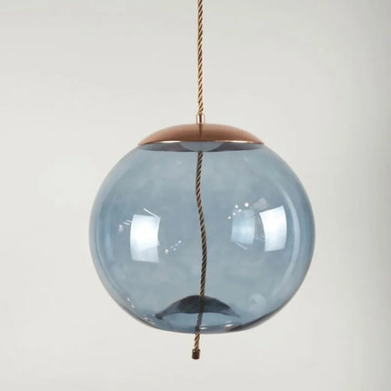 Suspension BROKIS Scandinave en verre bleu, lustre nordique à lumière chaude