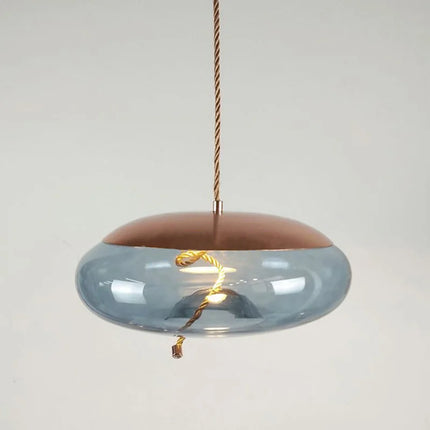 Suspension BROKIS Scandinave en verre bleu, lustre nordique à lumière chaude