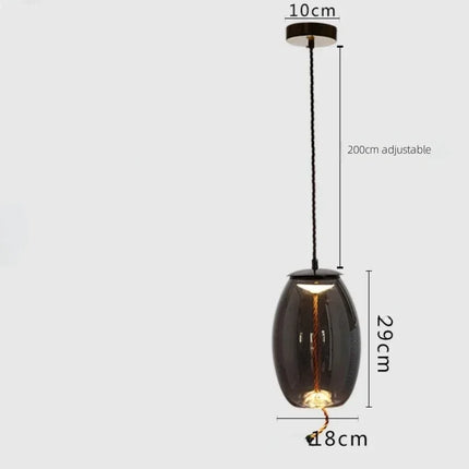 Suspension BROKIS Scandinave en verre bleu, lustre nordique à lumière chaude