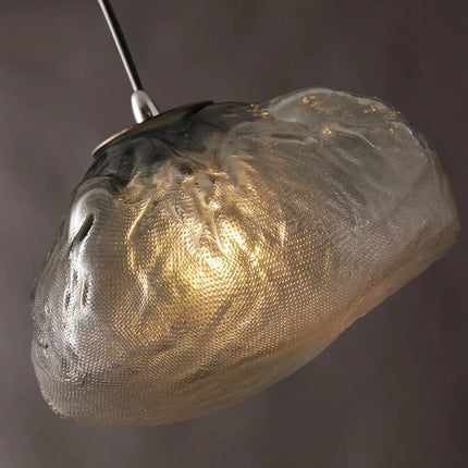 Suspension design nordique en verre fumé gris, lampe LED ambiance chaleureuse