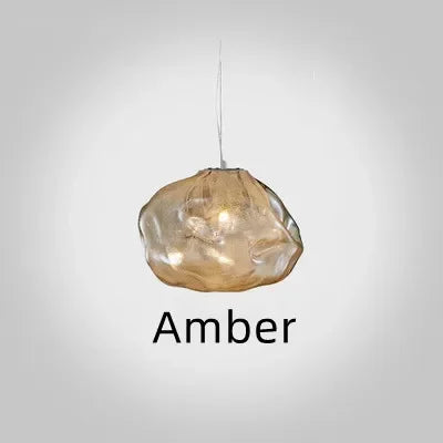 Suspension design nordique en verre fumé gris, lampe LED ambiance chaleureuse