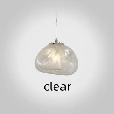 Suspension design nordique en verre fumé gris, lampe LED ambiance chaleureuse