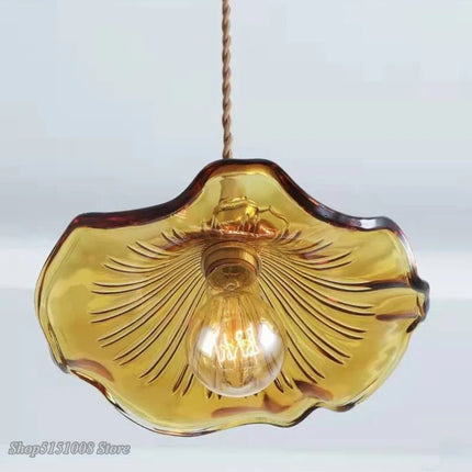 Suspension LED en verre coloré et cuivre style moderne pour salon et chambre