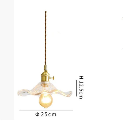 Suspension LED en verre coloré et cuivre style moderne pour salon et chambre