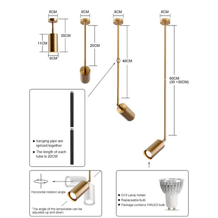 Suspension LED Nordique Moderne en Fer et Aluminium, Angle Réglable, Luminaire d’Intérieur