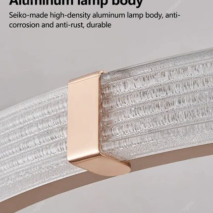 Suspension lustre anneau rond moderne en aluminium lumière chaude pour salon et chambre