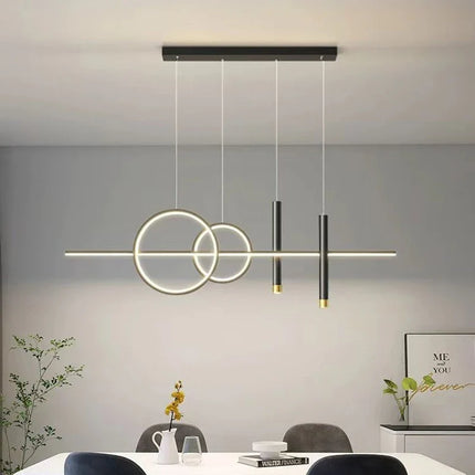 Suspension LED design moderne noir et or pour intérieur cosy