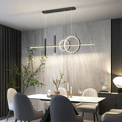 Suspension LED design moderne noir et or pour intérieur cosy