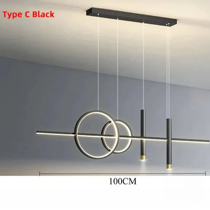 Suspension LED design moderne noir et or pour intérieur cosy