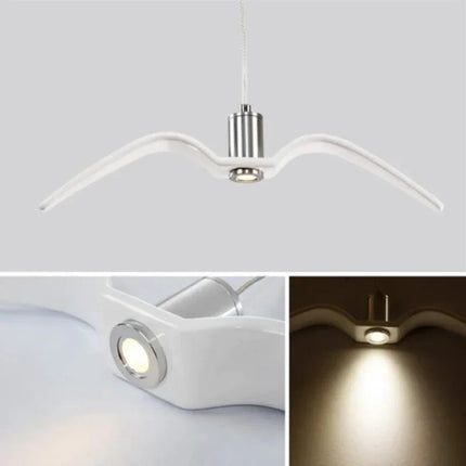 Suspension moderne mouette en résine LED pour ambiance chaleureuse