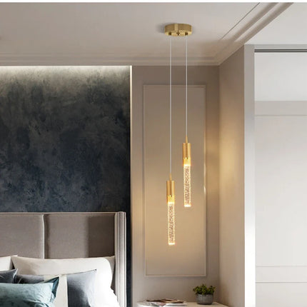 Suspension LED moderne en cristal noir et or pour salon et salle à manger