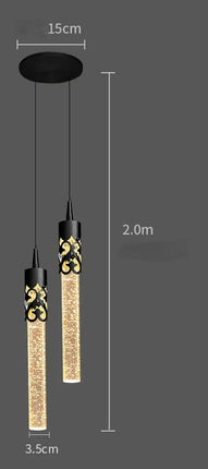 Suspension LED moderne en cristal noir et or pour salon et salle à manger