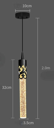 Suspension LED moderne en cristal noir et or pour salon et salle à manger