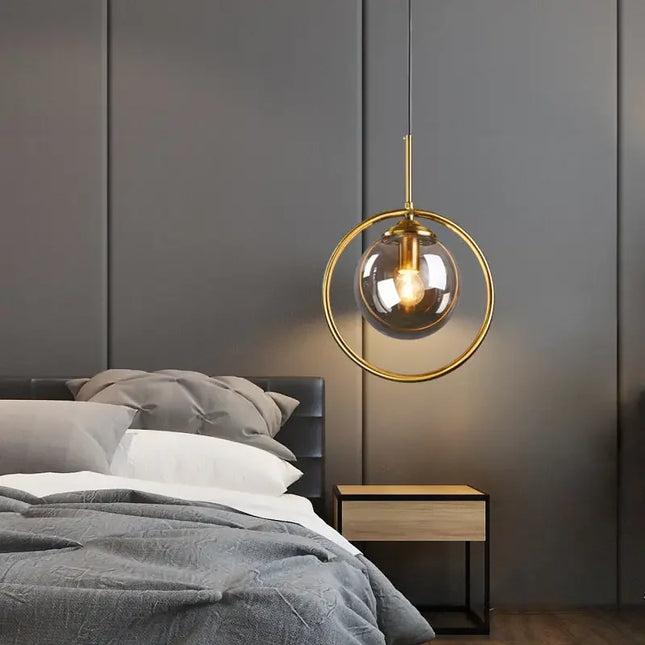Suspension boule en verre moderne, luminaire décoratif pour cuisine et salle à manger