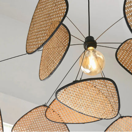 Suspension lustre en rotin et bambou E27 design créatif pour cuisine