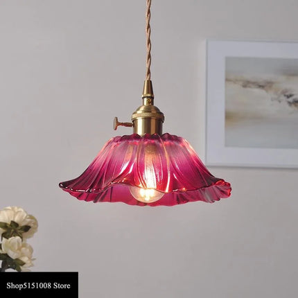 Suspension LED en verre violet moderne avec interrupteur, éclairage cosy
