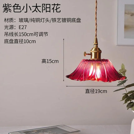 Suspension LED en verre violet moderne avec interrupteur, éclairage cosy