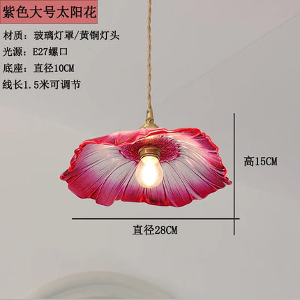 Suspension LED en verre violet moderne avec interrupteur, éclairage cosy