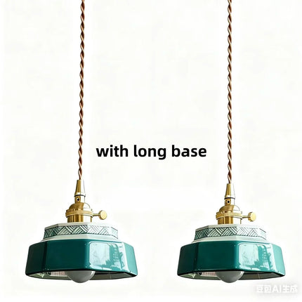 Suspension pendentif en céramique peinte à la main avec lumière LED cuivre