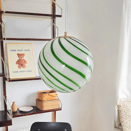 Suspension boule en verre coloré moderne LED pour chambre et salon