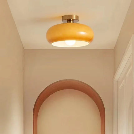 Suspension Bauhaus en verre blanc et orange, éclairage chaleureux pour intérieur moderne