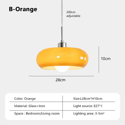 Suspension Bauhaus en verre blanc et orange, éclairage chaleureux pour intérieur moderne