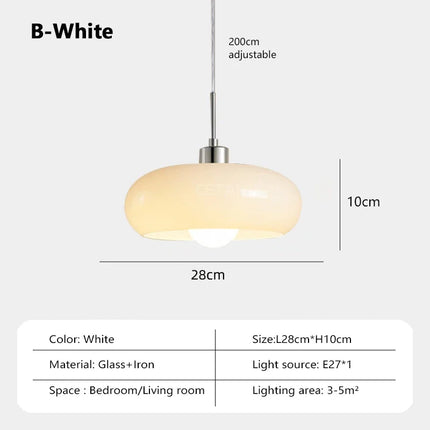 Suspension Bauhaus en verre blanc et orange, éclairage chaleureux pour intérieur moderne