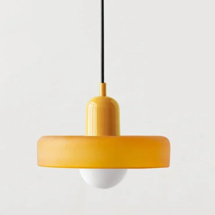 Suspension Bauhaus en verre blanc et orange, éclairage chaleureux pour intérieur moderne