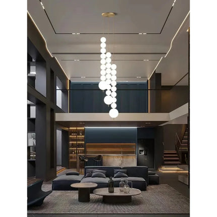 Suspension LED moderne en laiton cuivré boule blanche pour bar et salon