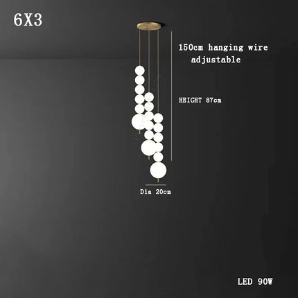 Suspension LED moderne en laiton cuivré boule blanche pour bar et salon