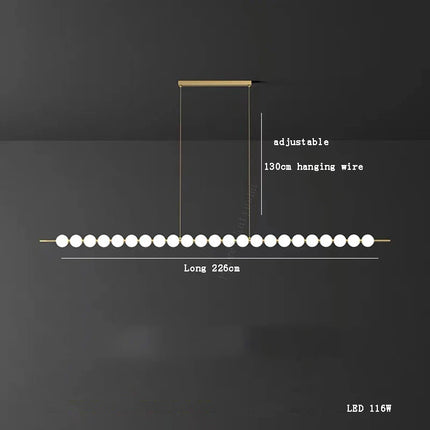 Suspension LED moderne en laiton cuivré boule blanche pour bar et salon
